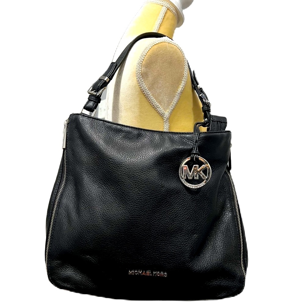 Michael Kors Black Pebble Leather Shoulder Bag
